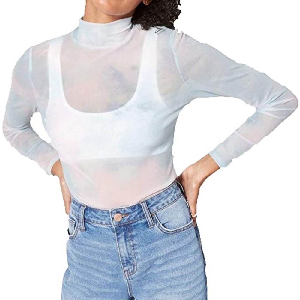 Long sleeve tie dye mesh top